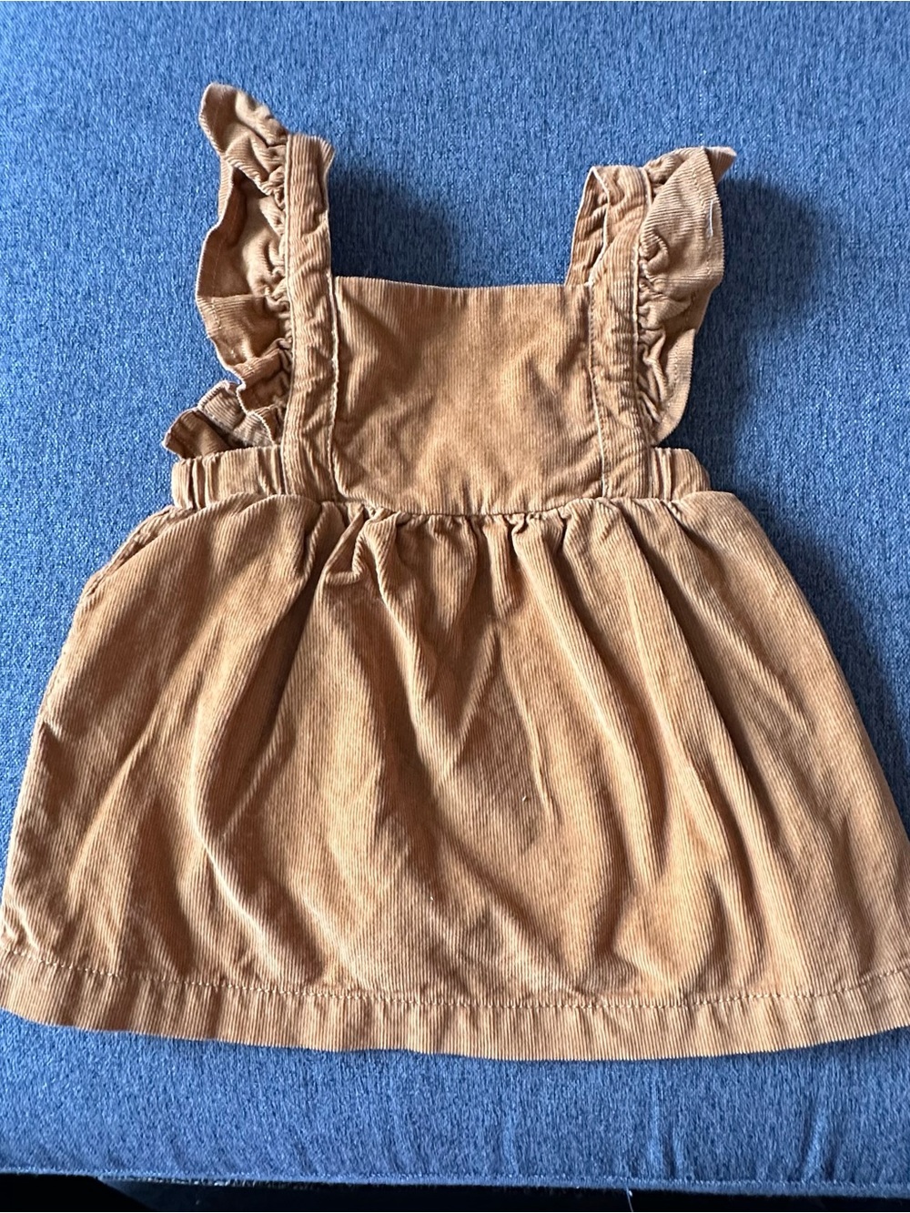 Corduroy Ruffle-Strap Dress Top in Camel